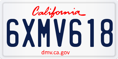 CA license plate 6XMV618