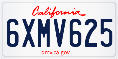 CA license plate 6XMV625