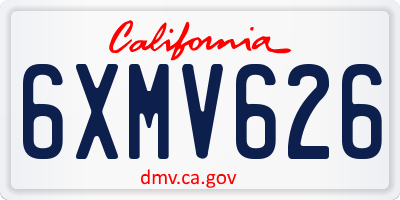CA license plate 6XMV626