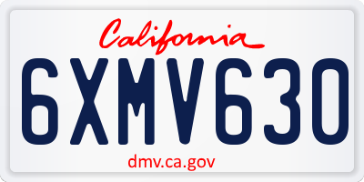 CA license plate 6XMV630