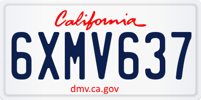 CA license plate 6XMV637