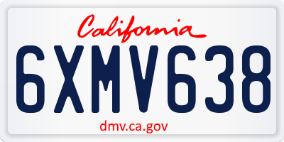 CA license plate 6XMV638
