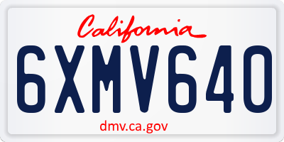 CA license plate 6XMV640