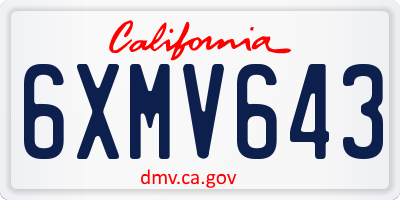 CA license plate 6XMV643