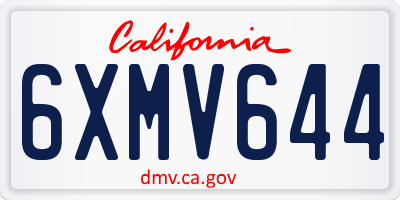 CA license plate 6XMV644