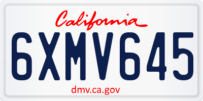 CA license plate 6XMV645