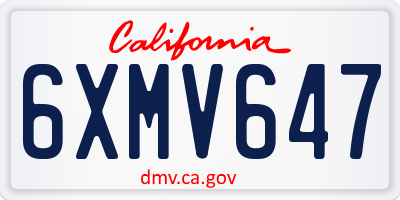 CA license plate 6XMV647