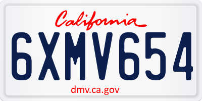 CA license plate 6XMV654
