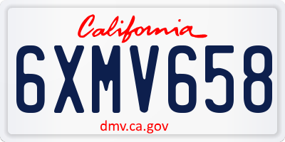 CA license plate 6XMV658