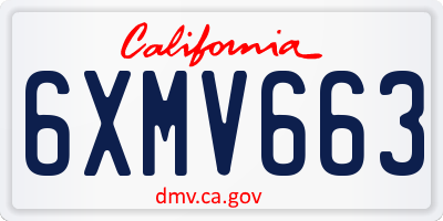 CA license plate 6XMV663
