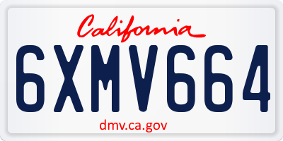 CA license plate 6XMV664