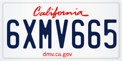 CA license plate 6XMV665