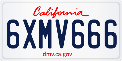 CA license plate 6XMV666