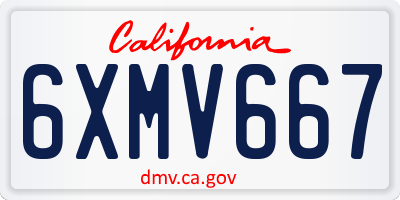 CA license plate 6XMV667