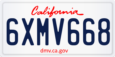CA license plate 6XMV668
