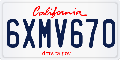CA license plate 6XMV670