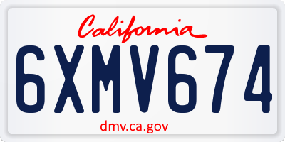 CA license plate 6XMV674