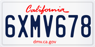 CA license plate 6XMV678