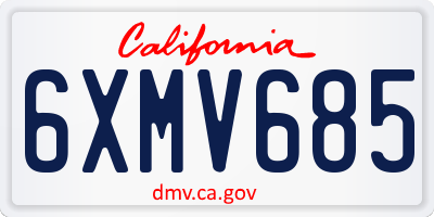 CA license plate 6XMV685