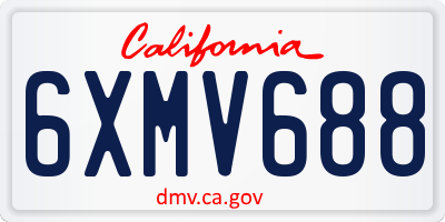 CA license plate 6XMV688