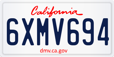 CA license plate 6XMV694
