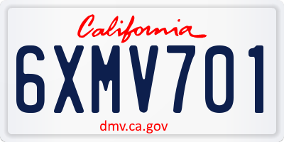 CA license plate 6XMV701