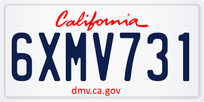 CA license plate 6XMV731