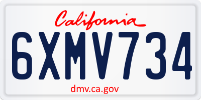 CA license plate 6XMV734