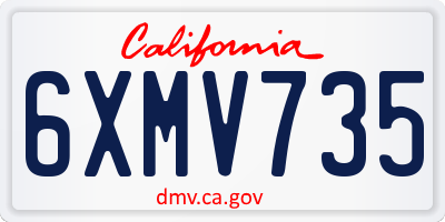 CA license plate 6XMV735