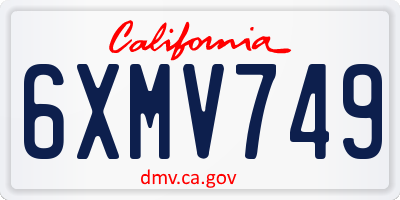 CA license plate 6XMV749