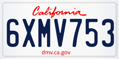 CA license plate 6XMV753
