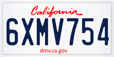 CA license plate 6XMV754