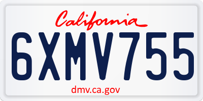 CA license plate 6XMV755