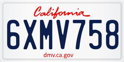 CA license plate 6XMV758