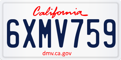 CA license plate 6XMV759