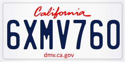 CA license plate 6XMV760