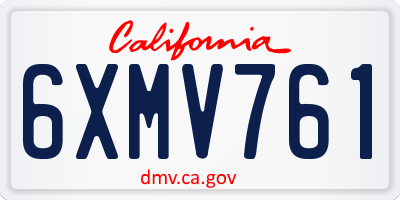 CA license plate 6XMV761