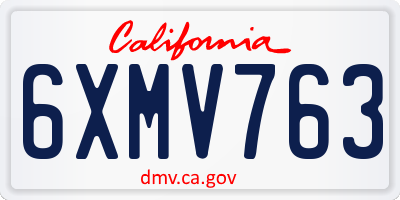 CA license plate 6XMV763