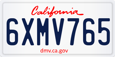 CA license plate 6XMV765