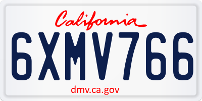 CA license plate 6XMV766