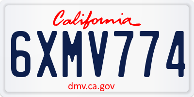 CA license plate 6XMV774