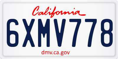 CA license plate 6XMV778