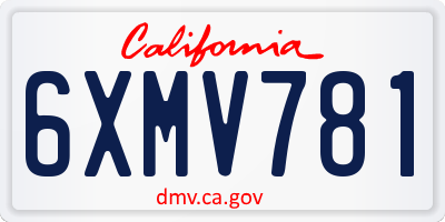 CA license plate 6XMV781