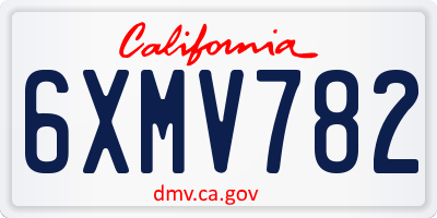 CA license plate 6XMV782