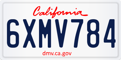 CA license plate 6XMV784