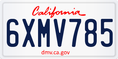 CA license plate 6XMV785