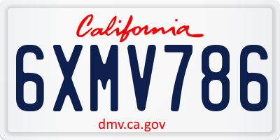 CA license plate 6XMV786