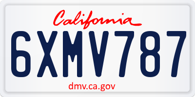 CA license plate 6XMV787