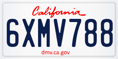 CA license plate 6XMV788