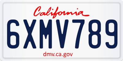 CA license plate 6XMV789